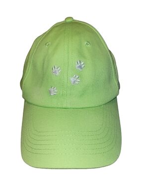 Lime Green Paw Print Embroidered Baseball Cap Hat | Adjustable Velcro